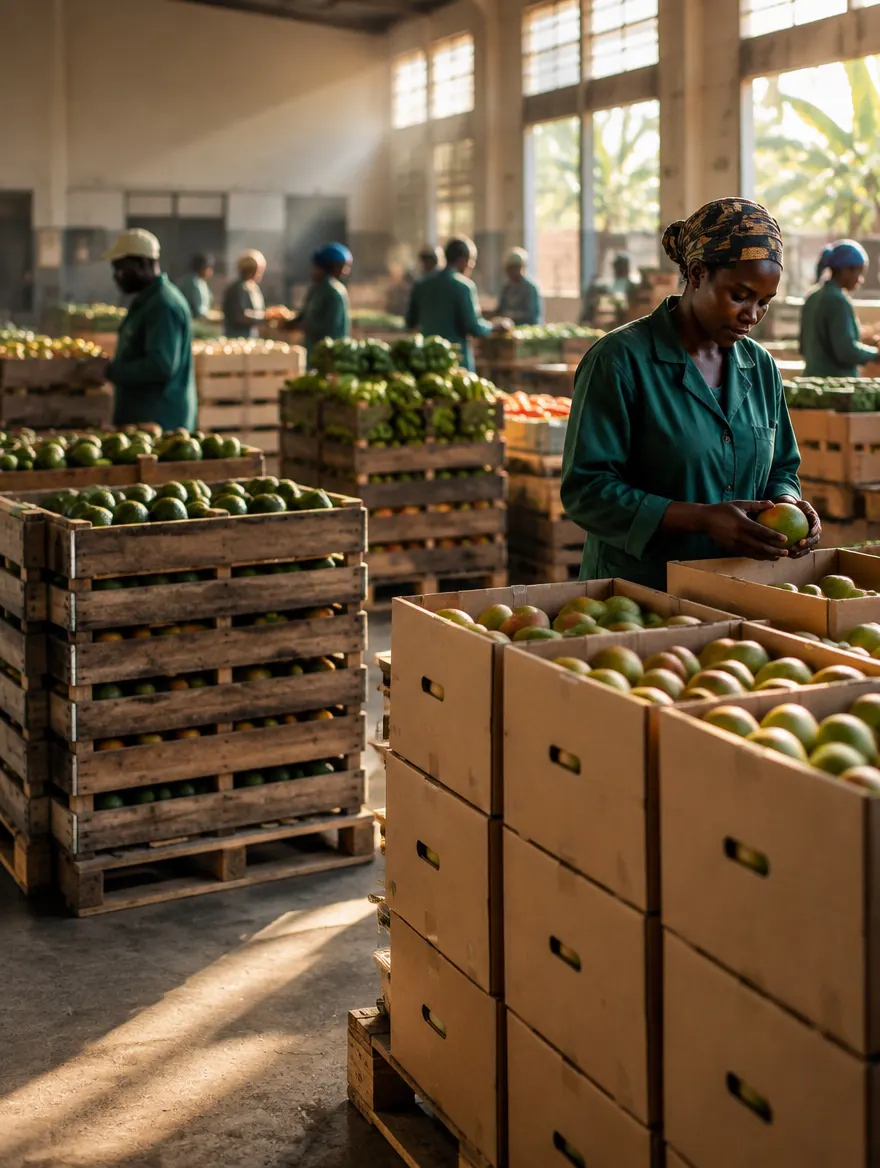 Graded Tanzanian produce prepared for export