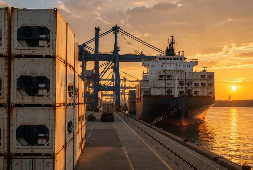 Export shipping containers at the port